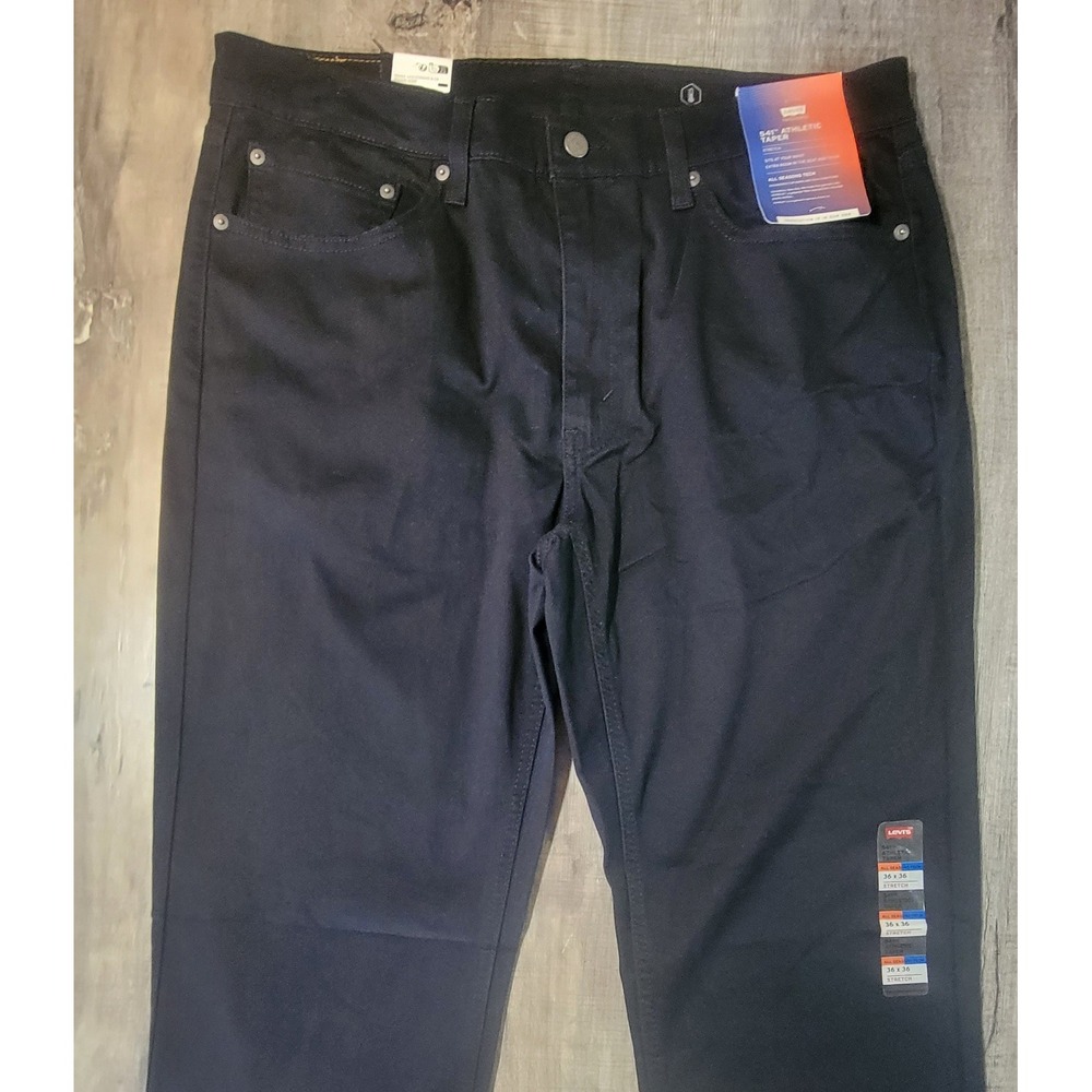 Levis 541 Athletic Taper Black Jeans Mens 36x36 Performance Stretch 18181-0529
